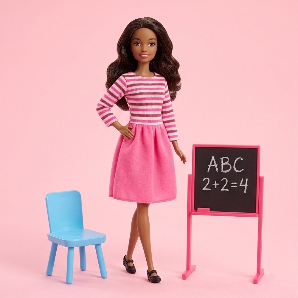 Best‎ Friend Forever Teacher Doll Playset Pink Striped Top Skirt Blackboard NIB